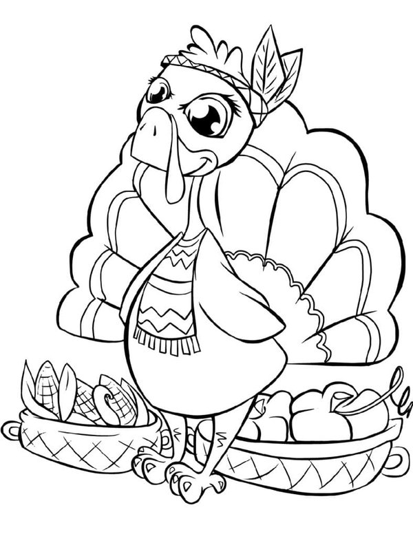 Thanksgiving Turkey Baskets coloring page for children