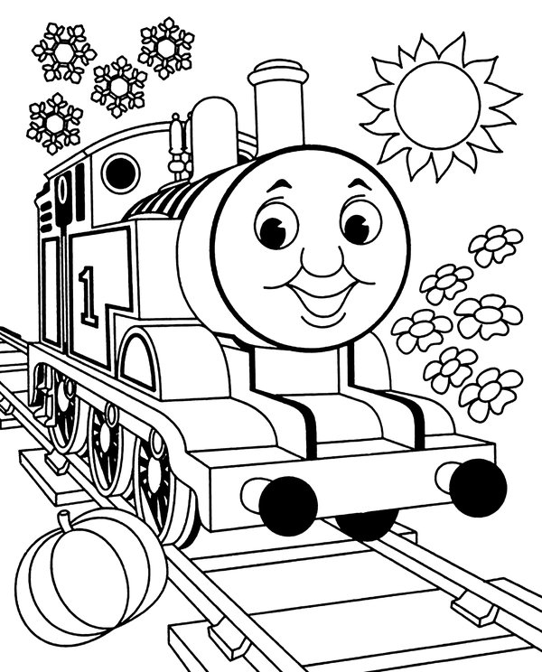 Thomas Le Train Avec Soleil coloring page for children