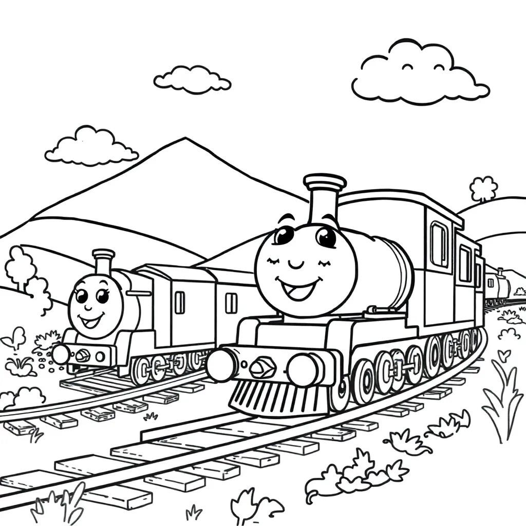 Thomas Trein Avontuur Kinderen Vrolijk coloring page for children