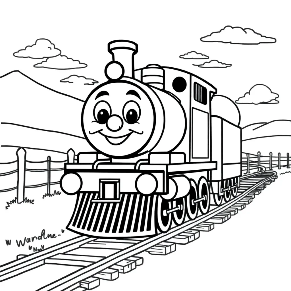 Thomas Trein Cartoon Vrolijk Kinderen coloring page for children