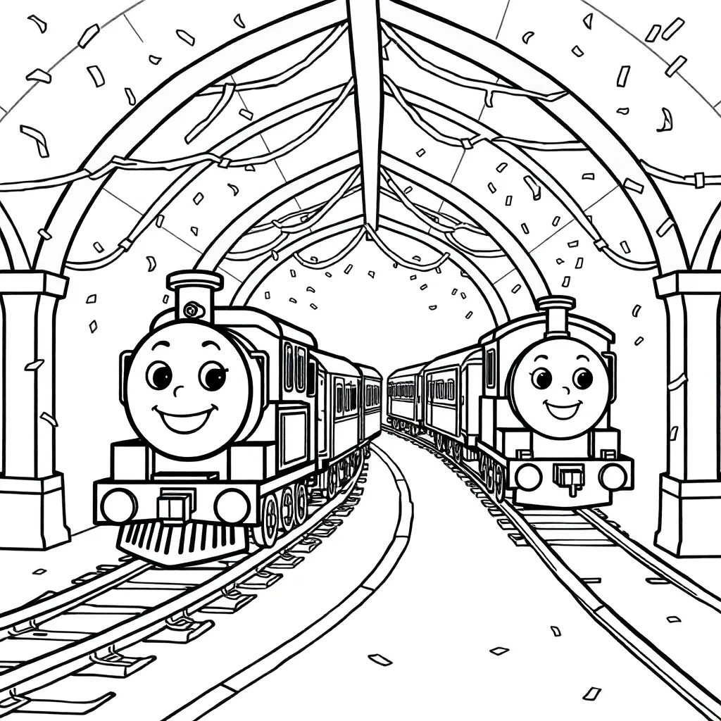 Thomas Trein Feestelijk Cartoon Educatief coloring page for children