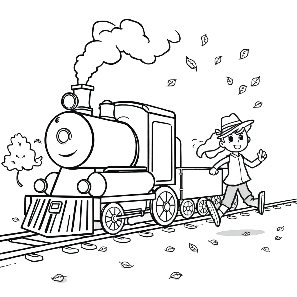 Thomas Trein Herfst Cartoon Kindvriendelijk coloring page for children
