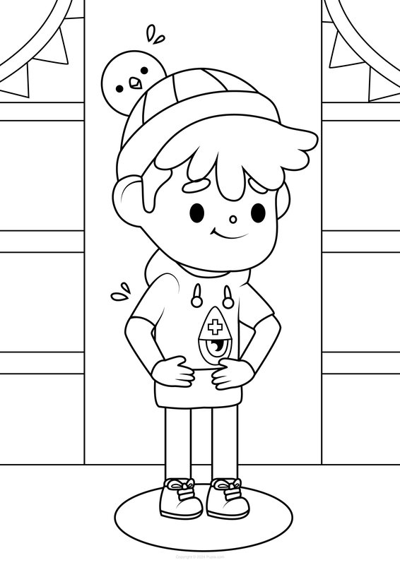 Toca Boca Boy And Bird coloring page for children