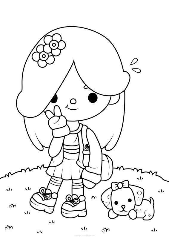 Toca Boca Chica y Perro coloring page for children