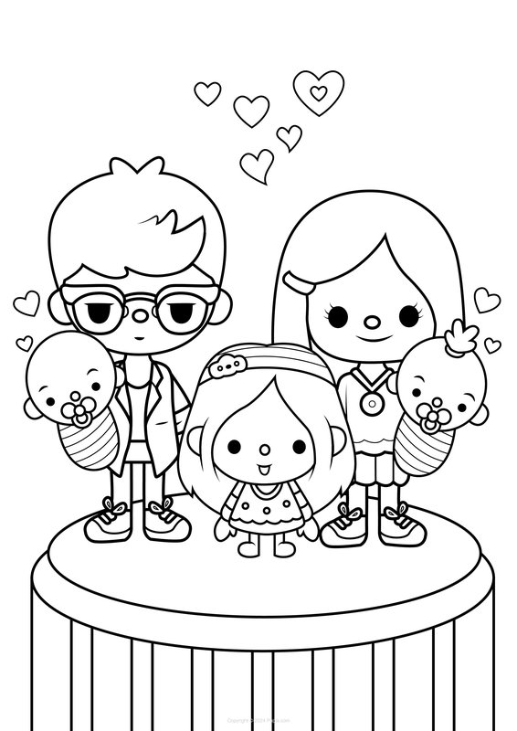 Toca Boca Familienfoto coloring page for children