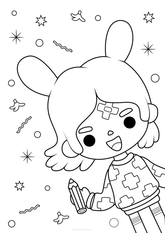 Toca Boca Fille avec pansement coloring page for children