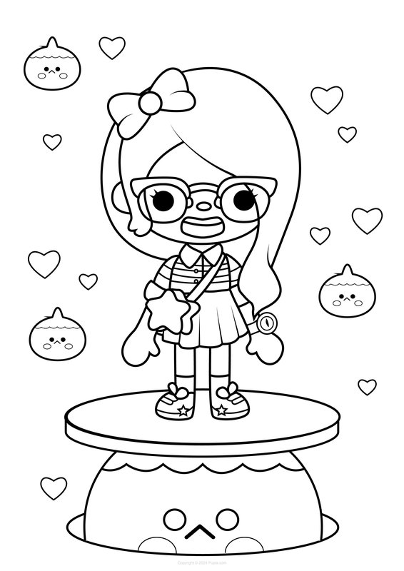 Toca Boca Meisje Met Bril coloring page for children