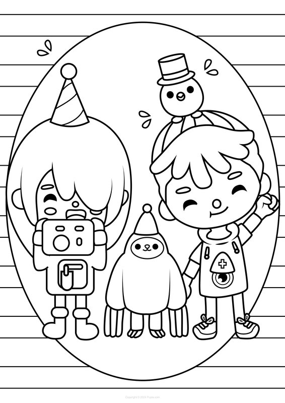 Toca Boca Niño y Niña coloring page for children