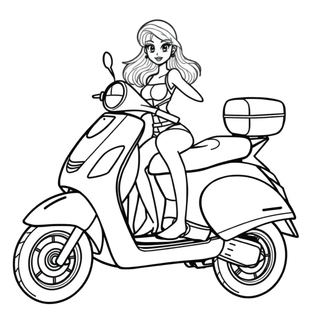 Topmodel Scooter coloring page for children