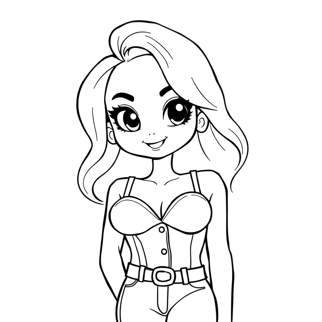 Topmodel Spijkerbroek coloring page for children