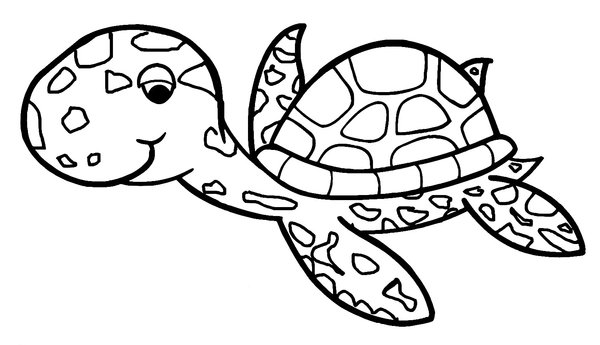 Tortue nageuse Cartoony coloring page for children