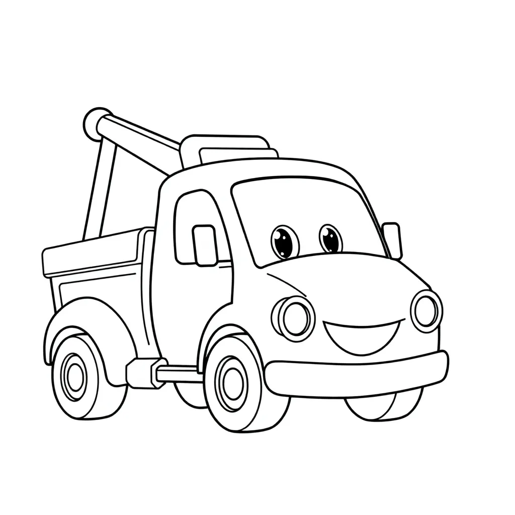 Tow Truck Cartoon Voertuig Creatief Educatief coloring page for children