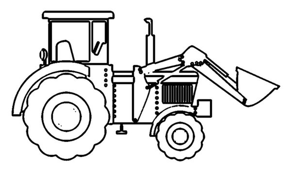 Tracteur Avec Chargeur coloring page for children