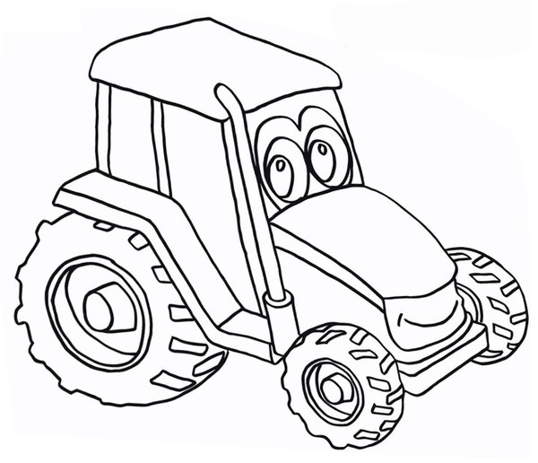 Tracteur Avec Visage coloring page for children