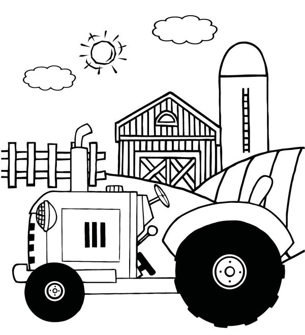 Tractor Boerderij coloring page for children