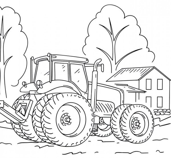 Tractor Huis coloring page for children