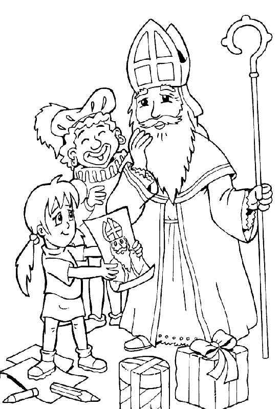 Traditionele Sint coloring page for children