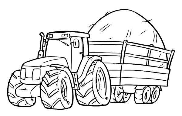 Traktor mit Anhänger coloring page for children