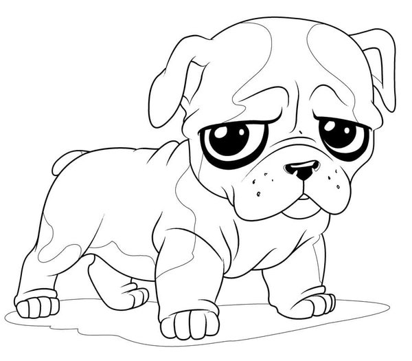 Coloring Page Sad-Looking Puppy
