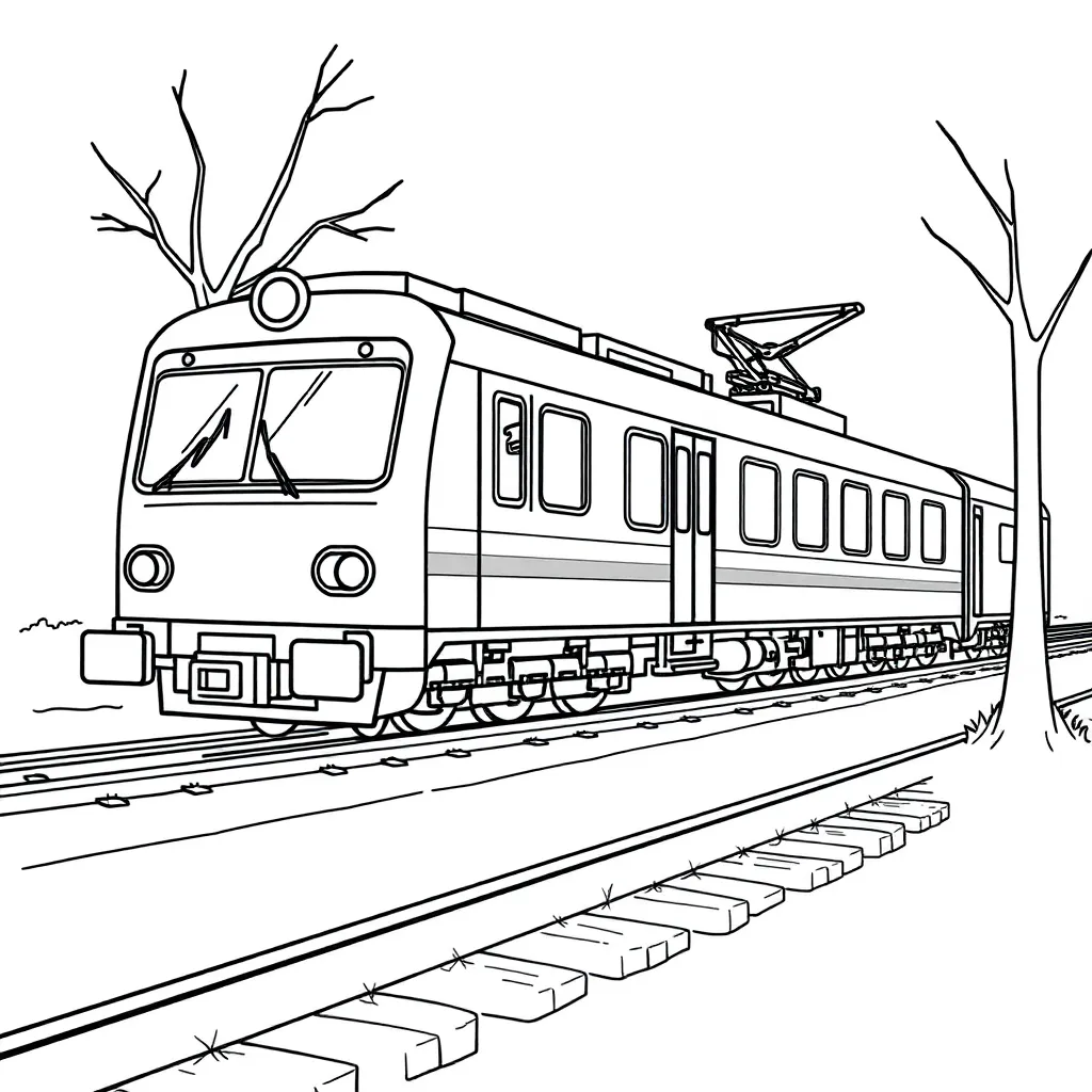 Trein Stoomlocomotief Spoor Vintage Transport coloring page for children