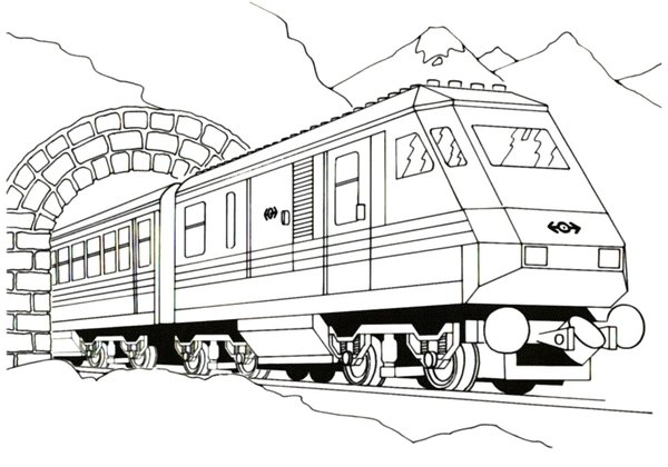 Trein Tunnel coloring page for children