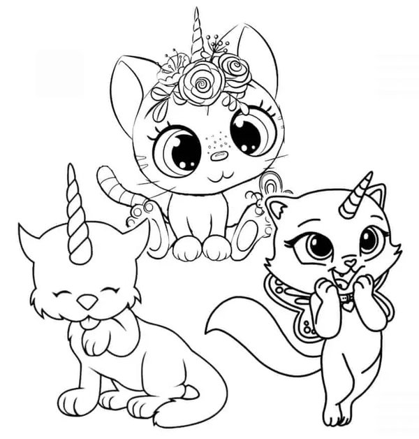 Tres Lindos Gatos coloring page for children