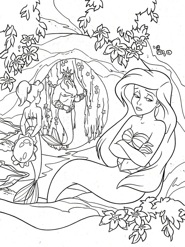 Triste Ariel coloring page for children