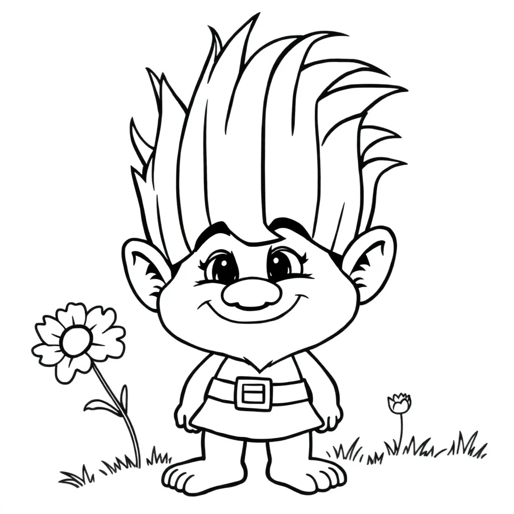 Plantilla de Coloreado Gratis Trolls Poppy Música Creativa Dibujo para Niños Plantilla de Coloreado