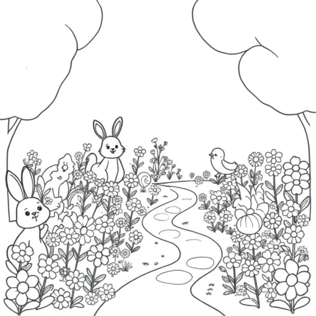 Tuintje Met Konijn coloring page for children