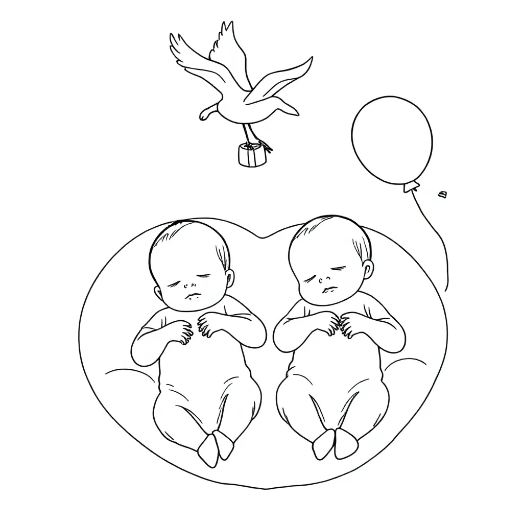 tweelingbroertjes geboren kleurplaat voor kinderen