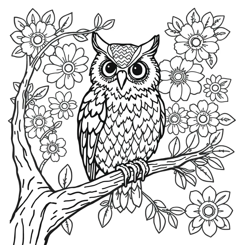 Uil Natuur Gedetailleerd Kunst Rustiek coloring page for children