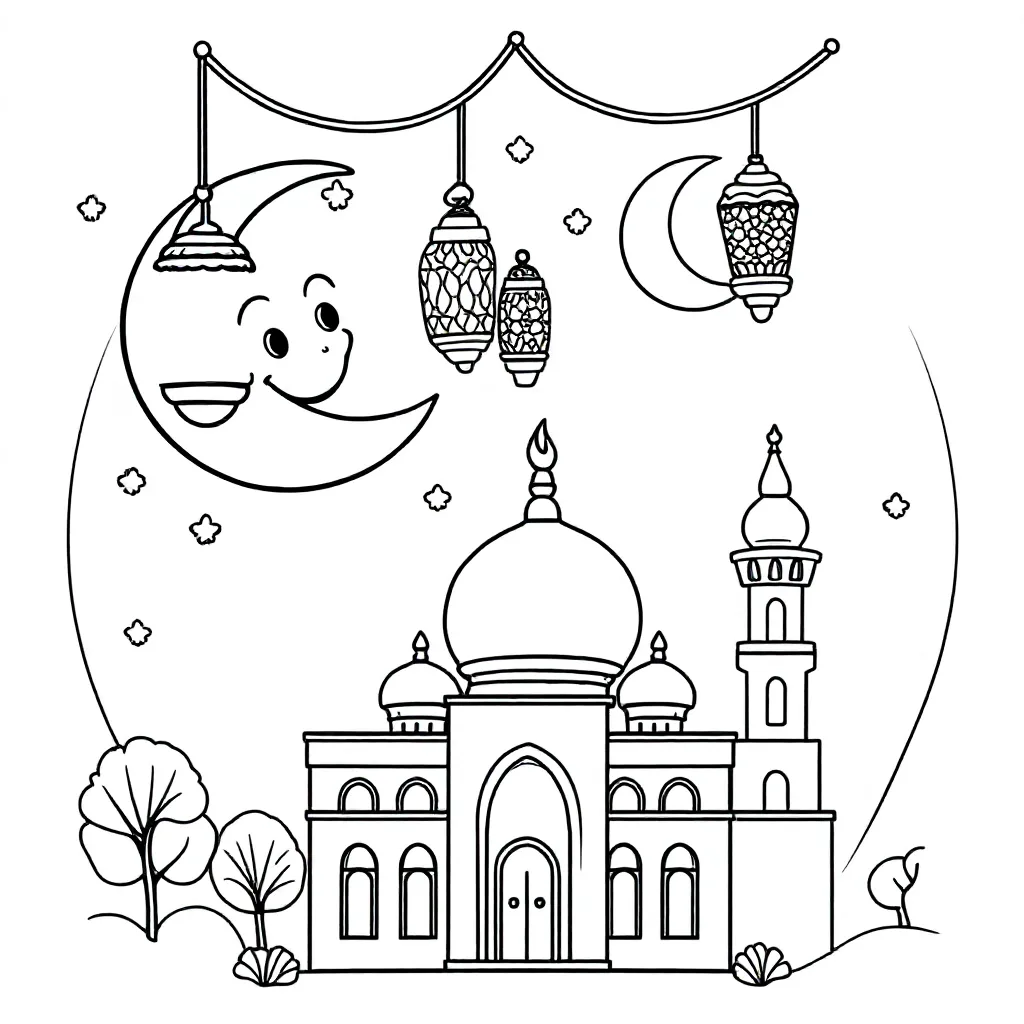 Un cartel para el ramadán kleurplaat voor kinderen