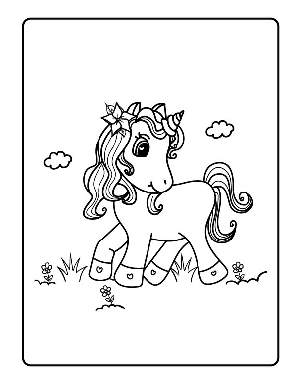 Unicorn Buiten coloring page for children