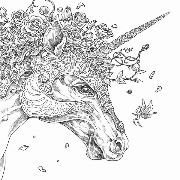 Unicorn Hoofd Gedetailleerd coloring page for children