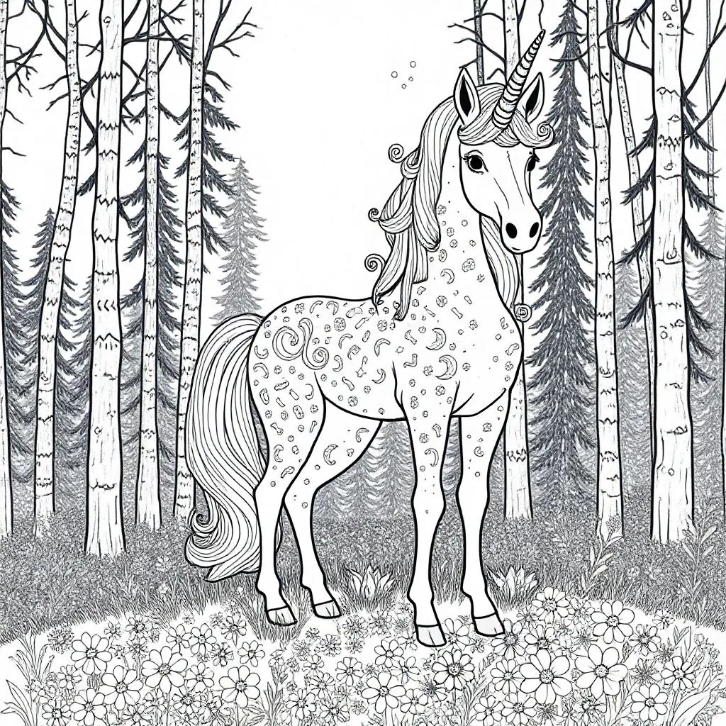Unicorn coloring page for children