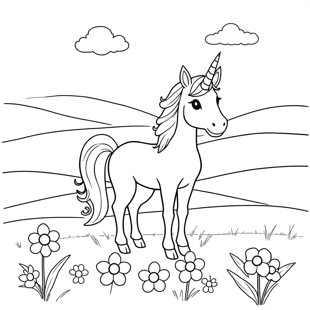 Unicorn coloring page for children