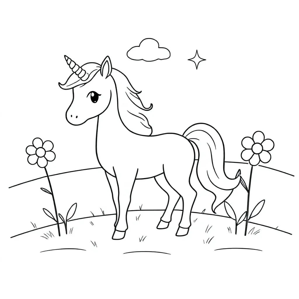 Unicorn coloring page for children