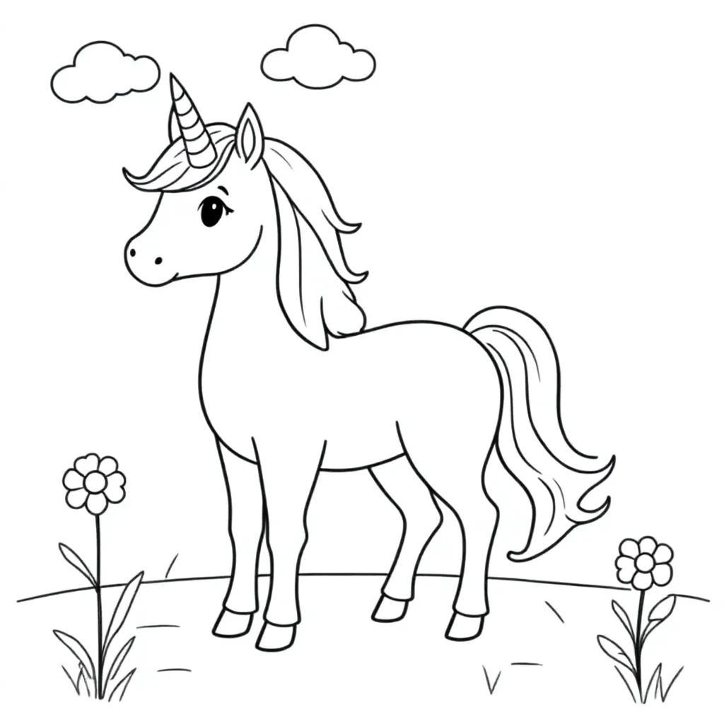 unicorn coloring page for children