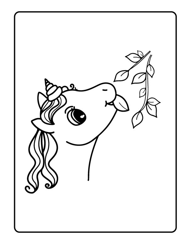 Unicorn Leaves coloring page for children