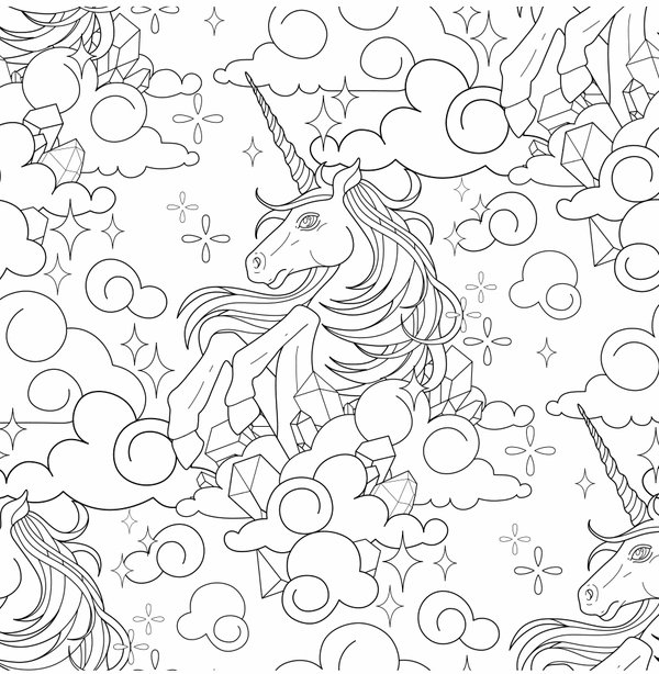 Unicornio En El Cielo coloring page for children