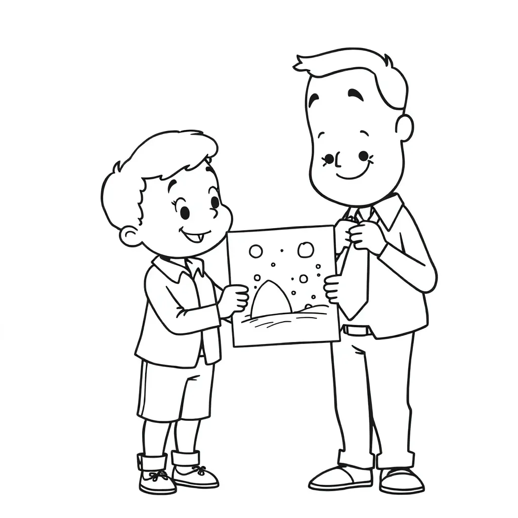 Vaderdag Tekening Cadeau Liefde Gezin coloring page for children