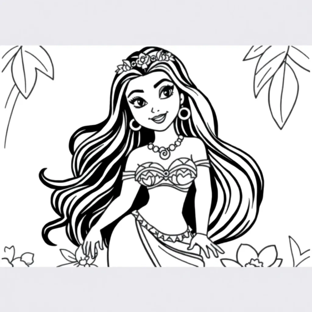 Vaiana Disney Avontuur Zee Prinses coloring page for children