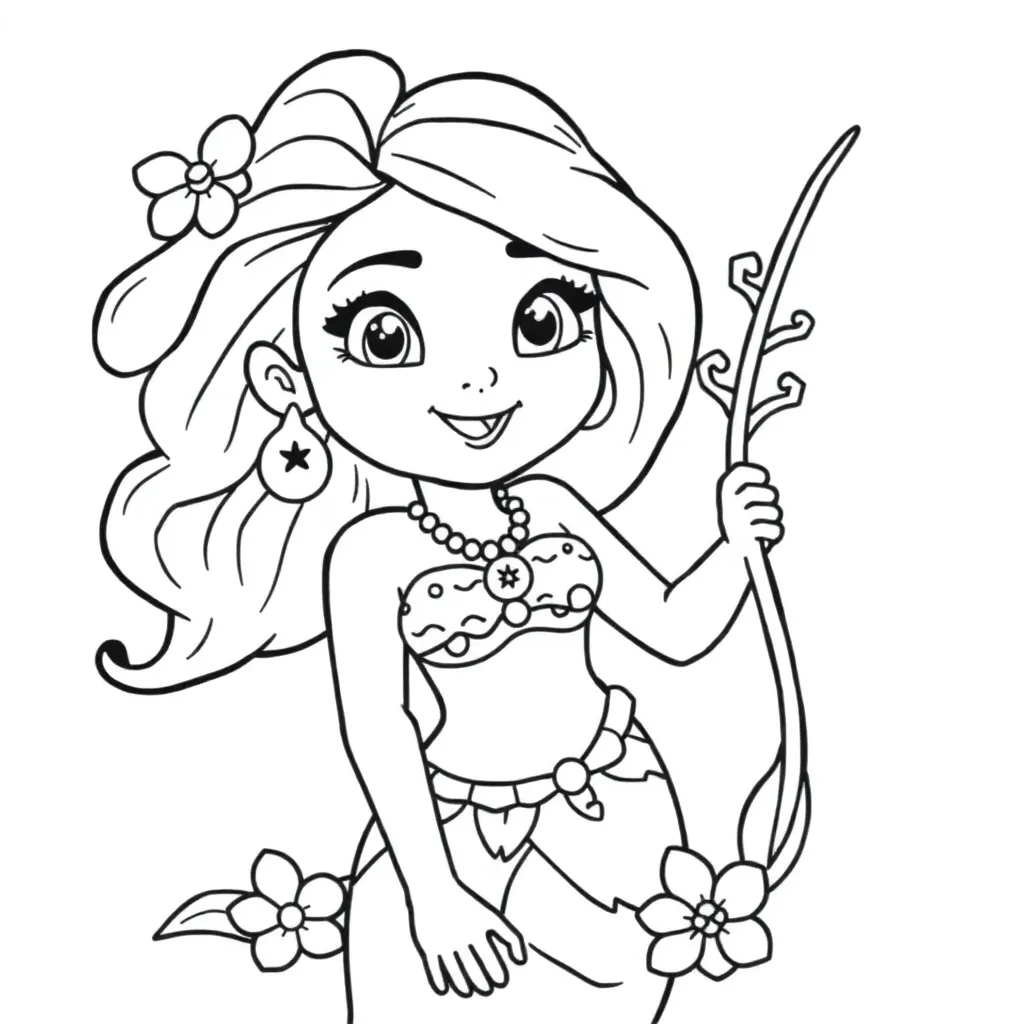 Vaiana Disney Avontuur Zee Prinses coloring page for children