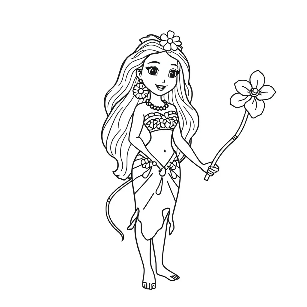 Vaiana Disney Avontuur Zee Prinses coloring page for children