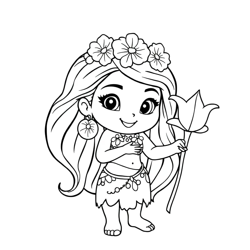 Vaiana Disney Avontuur Zee Prinses coloring page for children