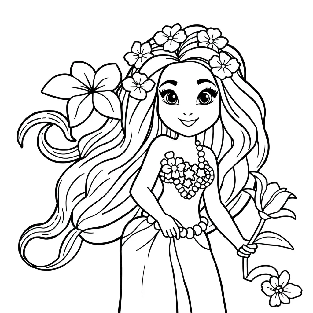 Vaiana Disney Avontuur Zee Prinses coloring page for children