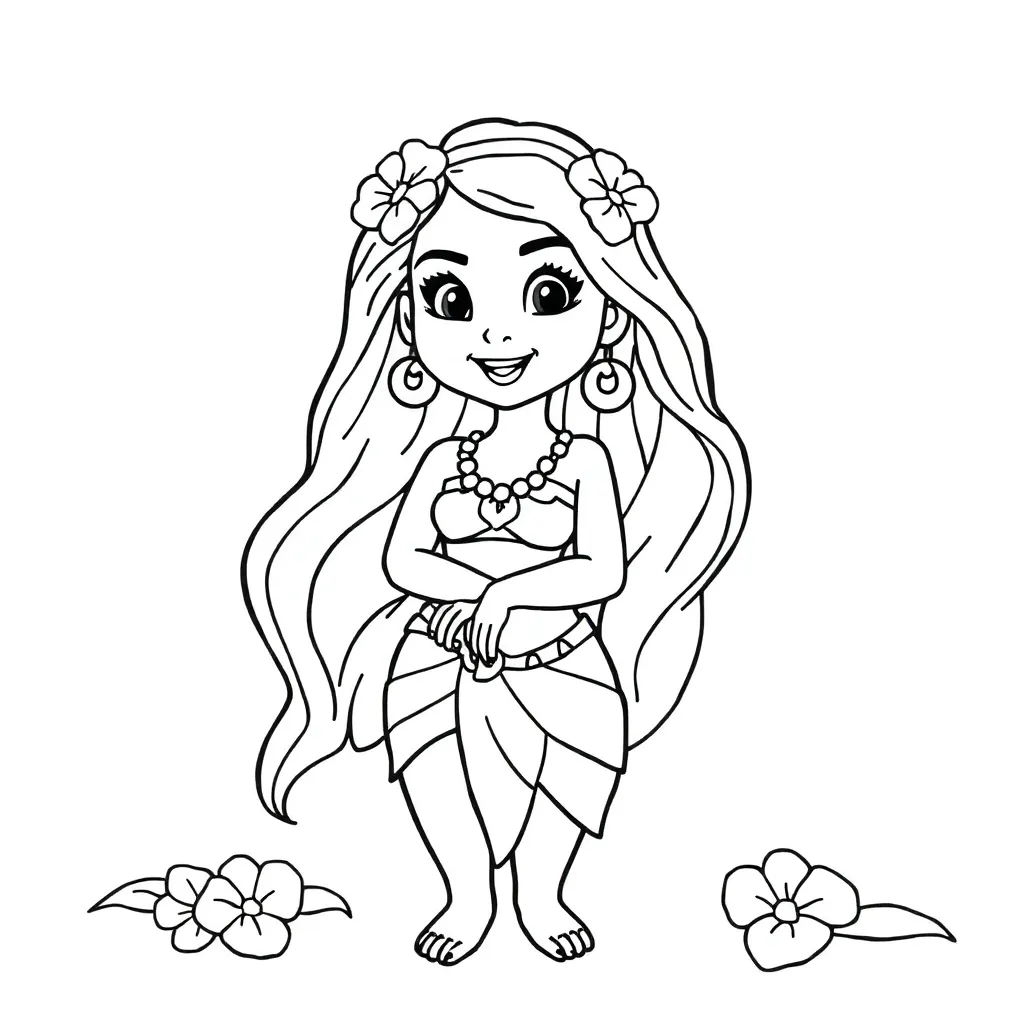 Vaiana Disney Avontuur Zee Prinses coloring page for children