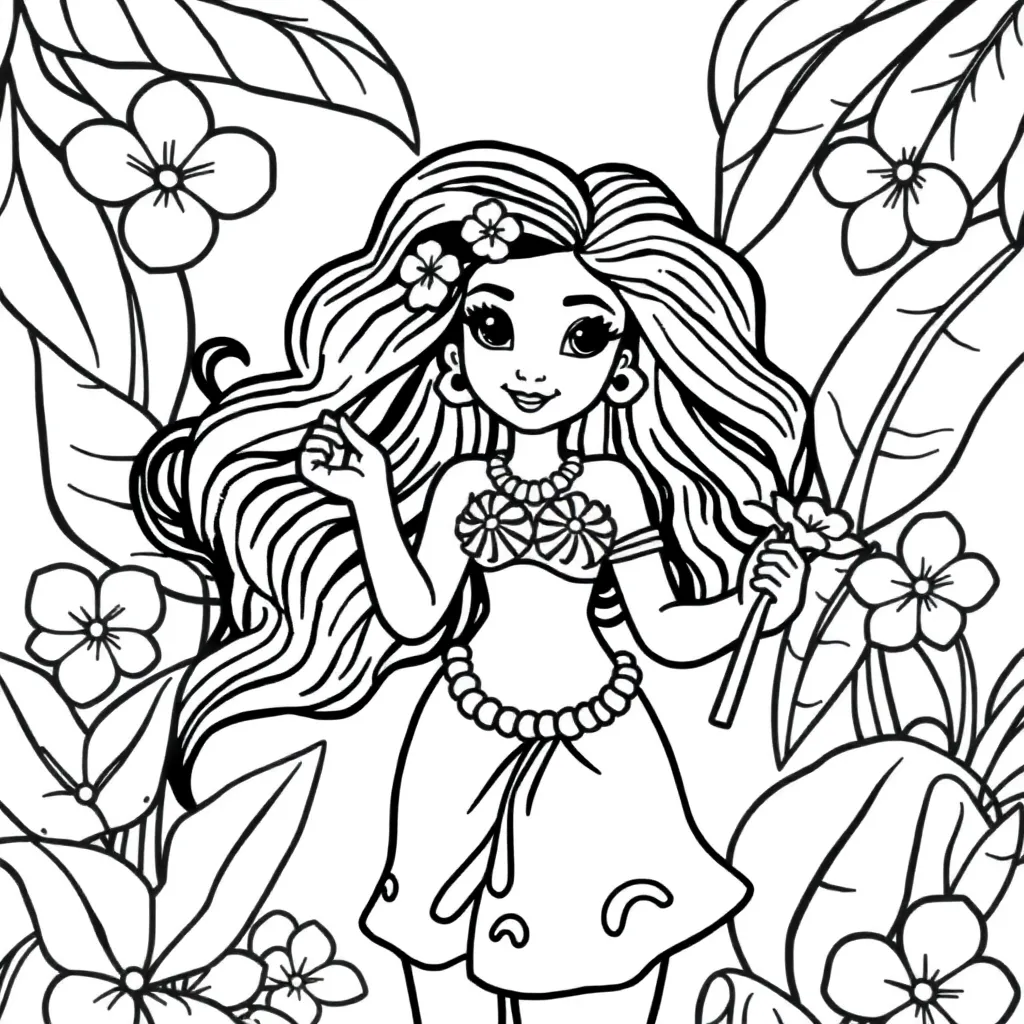 Vaiana Disney Oceaan Avontuur Prinses coloring page for children