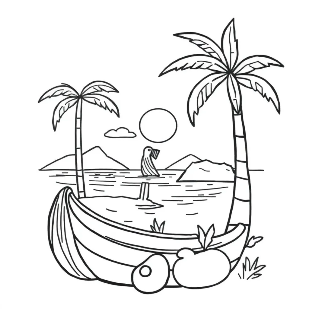 Vakantie Strand Zomer Avontuur Familie coloring page for children