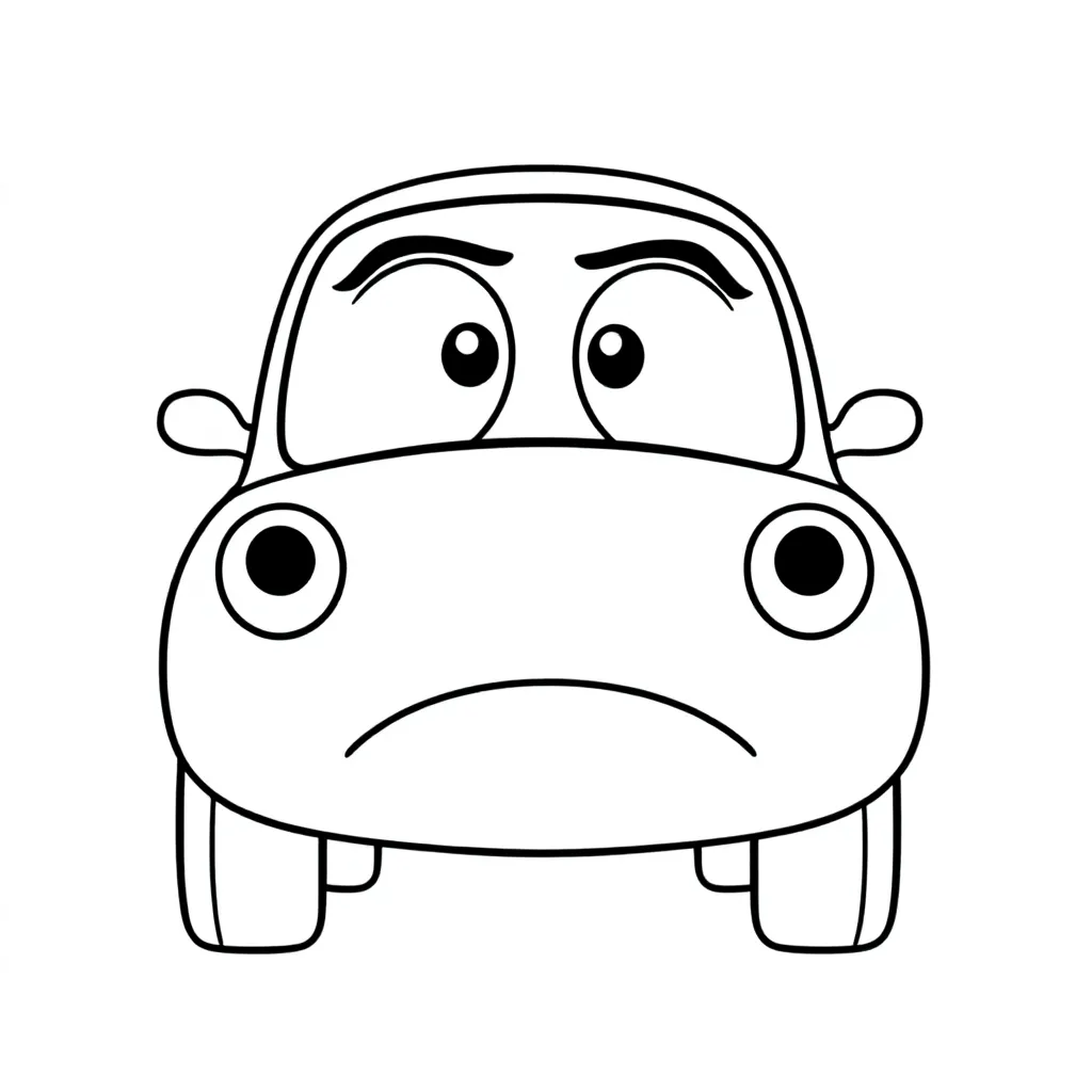verdrietige auto coloring page for children